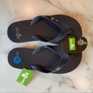 SANUK Men’s Navy Blue Wave Drop EMS Print Flip-Flop Water Friendly Squishy